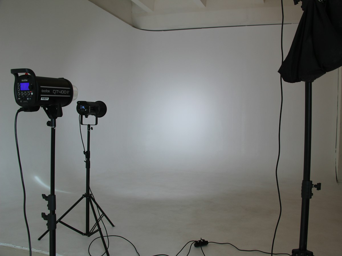 Photo and video production studio with lighting equipment